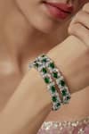 Buy_Vivinia By Vidhi Mehra_Silver Plated Zari, Stones Zircon And Emerald Bangles Set _Online_at_Aza_Fashions