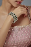 Buy_Vivinia By Vidhi Mehra_Silver Plated Zari, Stones Zircon And Emerald Bangles Set _at_Aza_Fashions