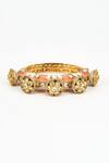Shop_Vivinia By Vidhi Mehra_Gold Plated Zari Kundan Floral Kada Bangle _at_Aza_Fashions
