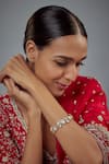 Vivinia By Vidhi Mehra_Gold Plated Stones Polki And Kundan Bloom Vine Bracelet _at_Aza_Fashions