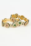 Shop_Vivinia By Vidhi Mehra_Gold Plated Polki, Kundan Saadgi Circlet And Bangles Set Of 2 _at_Aza_Fashions