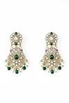 Shop_Vivinia By Vidhi Mehra_Gold Plated Pearls, Stones, Beads Floral Kundan Embellished Earrings _at_Aza_Fashions
