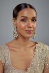 Buy_Vivinia By Vidhi Mehra_Gold Plated Pearls, Stones, Beads Floral Kundan Embellished Earrings _Online_at_Aza_Fashions