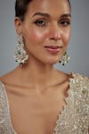 Vivinia By Vidhi Mehra_Gold Plated Pearls, Stones, Beads Floral Kundan Embellished Earrings _at_Aza_Fashions