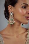 Buy_Vivinia By Vidhi Mehra_Gold Plated Pearls, Stones, Beads Floral Kundan Embellished Earrings _at_Aza_Fashions