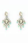 Shop_Vivinia By Vidhi Mehra_Gold Plated Beads, Stones, Diamonds Saadgi Drop Cluster Embellished Earrings _at_Aza_Fashions