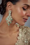 Buy_Vivinia By Vidhi Mehra_Gold Plated Beads, Stones, Diamonds Saadgi Drop Cluster Embellished Earrings _Online_at_Aza_Fashions