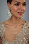 Shop_Vivinia By Vidhi Mehra_Gold Plated Beads, Stones, Diamonds Saadgi Drop Cluster Embellished Earrings _Online_at_Aza_Fashions
