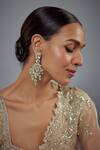 Vivinia By Vidhi Mehra_Gold Plated Beads, Stones, Diamonds Saadgi Drop Cluster Embellished Earrings _at_Aza_Fashions