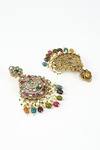 Buy_Vivinia By Vidhi Mehra_Gold Plated Beads Floral Kundan Embellished Earrings _Online_at_Aza_Fashions