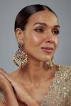 Buy_Vivinia By Vidhi Mehra_Gold Plated Beads Floral Kundan Embellished Earrings _at_Aza_Fashions