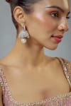 Buy_Vivinia By Vidhi Mehra_Silver Plated Crystal, Pearl, Cubic Zia Embellished Floral Hoop Jhumkas _at_Aza_Fashions