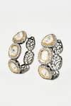 Shop Vivinia By Vidhi Mehra Gold Plated Crystals, Diamonds Florence Drop Patterned Kundan Hoop Earrings at Aza Fashions Shop_Vivinia By Vidhi Mehra_Gold Plated Crystals, Diamonds Florence Drop Patterned Kundan Hoop Earrings _at_Aza_Fashions