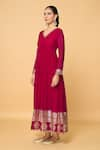 Buy_Samyukta Singhania_Pink Faux Georgette Lining Cotton Embroidery Placed Anarkali With Dupatta _Online_at_Aza_Fashions