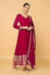 Shop_Samyukta Singhania_Pink Faux Georgette Lining Cotton Embroidery Placed Anarkali With Dupatta _Online_at_Aza_Fashions