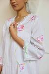 Juanita By Shubhda Ivory Cotton V-neck Tulip Print Kurta Set Online at Aza Fashions Juanita By Shubhda_Ivory Cotton V-neck Tulip Print Kurta Set _Online_at_Aza_Fashions