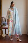Buy_Juanita By Shubhda_Ivory Chanderi Scoop Neck Florence Print Kurta Pant Set _at_Aza_Fashions