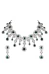 Auraa Trends_Emerald Green Diamonds Gemstone Necklace Set _Online_at_Aza_Fashions