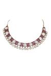 Auraa Trends_Pink Kundan Ruby Embellished Necklace Set _Online_at_Aza_Fashions