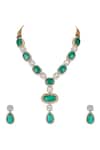 Auraa Trends_Green Diamonds, Stones Emerald And Necklace Set _Online_at_Aza_Fashions