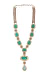 Buy_Auraa Trends_Green Diamonds, Stones Emerald And Necklace Set _Online_at_Aza_Fashions