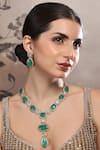Buy_Auraa Trends_Green Diamonds, Stones Emerald And Necklace Set _at_Aza_Fashions