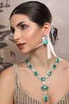 Auraa Trends_Green Diamonds, Stones Emerald And Necklace Set _at_Aza_Fashions