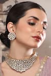 Buy_Auraa Trends_Gold Plated Stones Kundan Polki Choker And Earring Set _at_Aza_Fashions