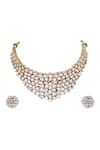 Auraa Trends_Gold Plated Stones Kundan Polki Choker And Earring Set _at_Aza_Fashions