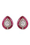 Auraa Trends_Red Rhinestones Gold Finish Kundan Ruby Stud Earrings _Online_at_Aza_Fashions