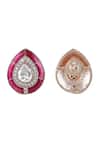 Buy_Auraa Trends_Red Rhinestones Gold Finish Kundan Ruby Stud Earrings _Online_at_Aza_Fashions