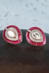 Shop_Auraa Trends_Red Rhinestones Gold Finish Kundan Ruby Stud Earrings _at_Aza_Fashions