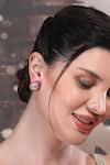 Auraa Trends_Red Rhinestones Gold Finish Kundan Ruby Stud Earrings _at_Aza_Fashions