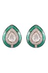 Shop_Auraa Trends_Green Stones Embellished Tear Drop Shaped Earrings _Online_at_Aza_Fashions
