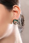 Auraa Trends_Green Stones Embellished Tear Drop Shaped Earrings _at_Aza_Fashions