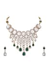 Auraa Trends_White Stones Kundan Embellished Necklace Set _Online_at_Aza_Fashions