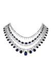 Shop_Auraa Trends_Blue Diamonds, Stones Layered Necklace Set With Sapphire _Online_at_Aza_Fashions