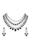 Auraa Trends_Blue Diamonds, Stones Layered Necklace Set With Sapphire _at_Aza_Fashions