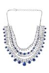 Buy_Auraa Trends_Blue Diamonds, Stones Layered Necklace Set With Sapphire 