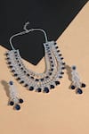 Shop_Auraa Trends_Blue Diamonds, Stones Layered Necklace Set With Sapphire _at_Aza_Fashions