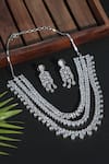 Shop_Auraa Trends_White Diamonds Layered Necklace Set With Stones _at_Aza_Fashions