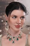 Auraa Trends_Green Crystals Kundan Necklace Set _at_Aza_Fashions