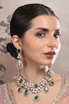 Buy_Auraa Trends_Green Crystals Kundan Necklace Set _Online