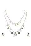 Buy_Auraa Trends_Green Stones Kundan Necklace Set _Online_at_Aza_Fashions