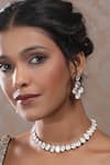 Buy_Auraa Trends_White Kundan Embellished Necklace And Earring Set _at_Aza_Fashions