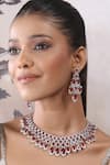 Buy_Auraa Trends_Red Faux Diamond And Ruby Stone Necklace Set _at_Aza_Fashions
