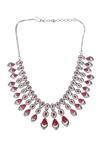 Buy_Auraa Trends_Red Faux Diamond And Ruby Stone Necklace Set 
