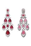 Auraa Trends_Red Faux Diamond And Ruby Stone Necklace Set _Online