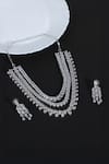 Shop_Auraa Trends_Silver Plated Imitation Diamonds Layered Necklace Set With Faux _at_Aza_Fashions
