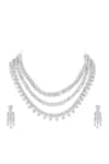 Auraa Trends_Silver Plated Imitation Diamonds Layered Necklace Set With Faux _Online_at_Aza_Fashions